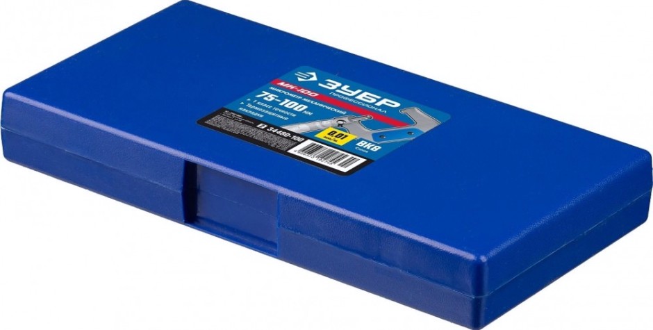 Микрометр ЗУБР ПРОФЕССИОНАЛ гладкий механический, мк 100, диапазон 75-100мм, ш [34480-100_z01]