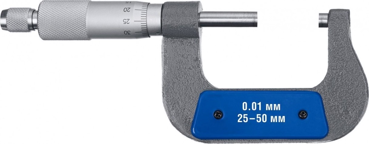 Микрометр ЗУБР ПРОФЕССИОНАЛ гладкий механический, мк 50, диапазон 25-50мм, шаг [34480-50_z01]