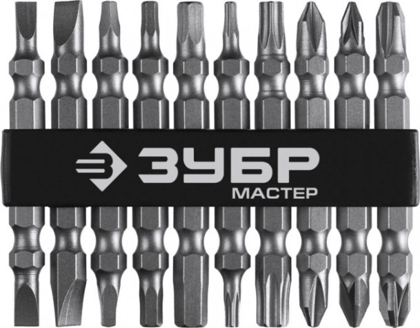Набор бит ЗУБР 10-шт., Cr-V, двусторонние для шуруп МАСТЕР [26089-H10]