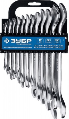 Набор ключей рожковых гаечных ЗУБР МАСТЕР 12 шт, 6-32 мм [27011-H12_z01]