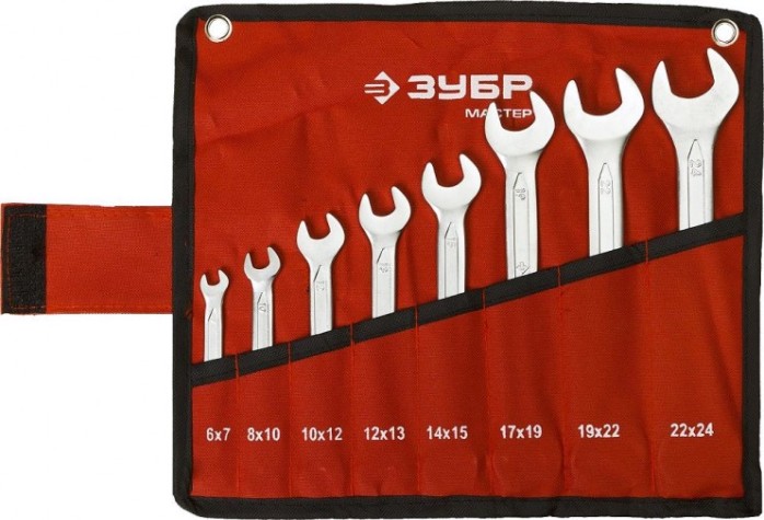 Набор ключей рожковых гаечных ЗУБР МАСТЕР 8 шт, 6-24 мм [27010-H8_z01]