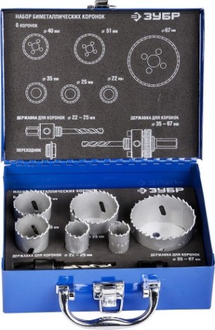 Набор коронок по дереву ЗУБР 6 предметов, 22-67 мм 29531-H6-2 Эксперт [29531-H6-2]
