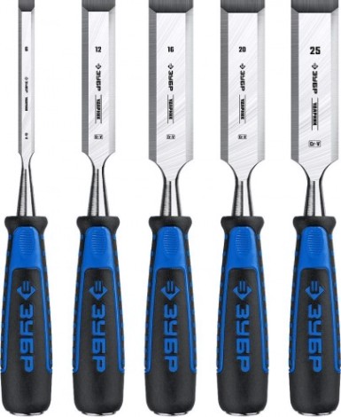 Набор стамесок долот с двухкомпонентной рукотяткой ЗУБР Ударник 18097-H5 [18097-H5]