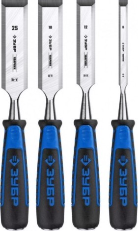 Набор стамесок с двухкомпонентной рукотяткой ЗУБР УДАРНИК серия ПРОФЕССИОНАЛ 18097-H4 [18097-H4]