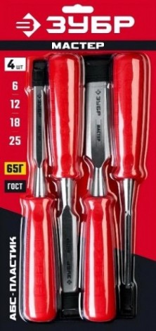 Набор стамесок с пластиковой рукояткой ЗУБР МАСТЕР 18094-H4_z01 [18094-H4_z01]