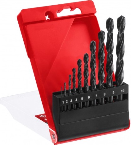 Набор сверл по металлу ЗУБР МАСТЕР 10шт (1-10мм), сталь р4м2, [29605-H10]