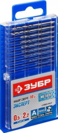 Набор сверл по металлу ЗУБР ПРОФ 10шт. (0.5-2.2мм) для печатных плат [29625-H10-P]