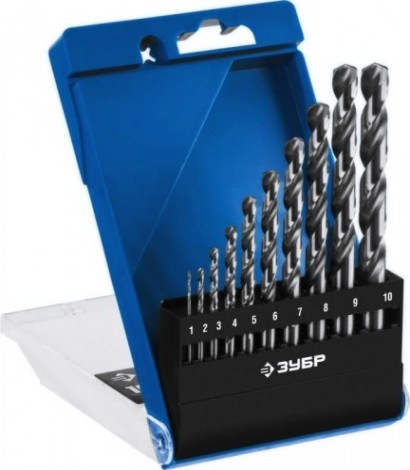 Набор сверл по металлу ЗУБР ПРОФ 10шт. (1-10мм) [29625-H10]