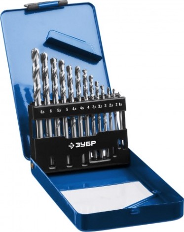 Набор сверл по металлу ЗУБР ПРОФЕССИОНАЛ 13шт(1.5-6.5мм), сталь р6м5, класс а, мет.бокс [29625-H13]