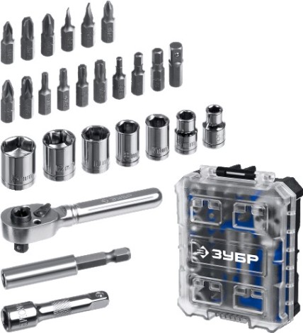 Набор трещотка с насадками ЗУБР 25172 Компакт 26 шт [25172]