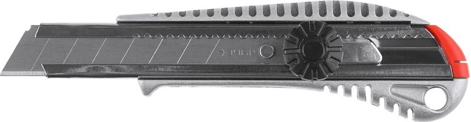 Нож для строительных работ ЗУБР ПРО-18В металлический с винтовым фиксатором сегмент. лезви [09172]