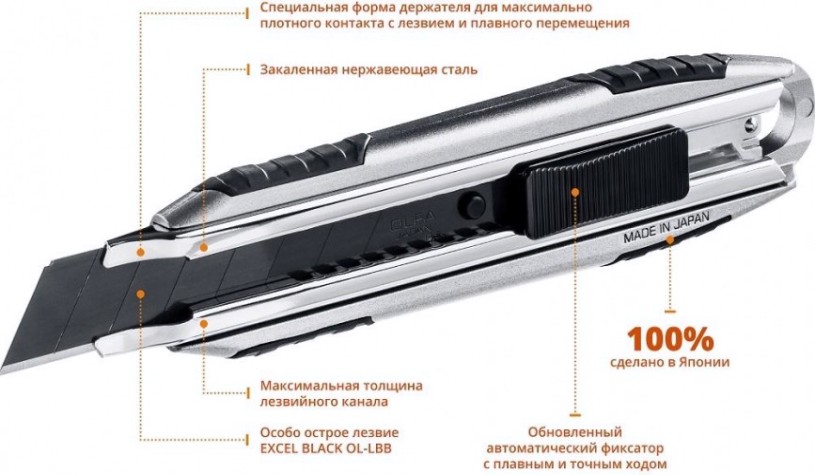 Нож Olfa OL-MXP-AL x-design autolok фиксатор, 18 мм [OL-MXP-AL]