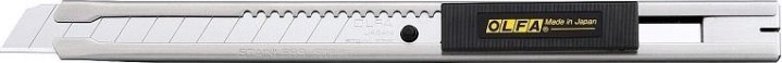 Нож с выдвижным лезвием Olfa OL-SVR-2 и корпусом из нержав. стали, автофиксатор, 9 мм