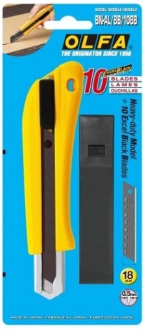Нож строительный Olfa OL-BN-AL/BB/10BB с выдвижным лезвием, с автофиксатором, с лезвиями
