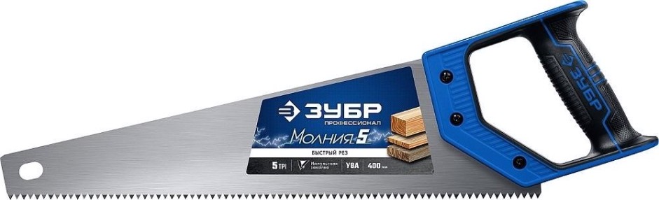 Ножовка по дереву ЗУБР МОЛНИЯ-5 TPI 400 мм, 5 tpi, прямой крупный зуб [15075-40_z02]