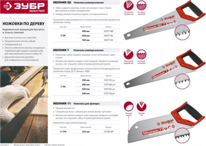 Ножовка по дереву ЗУБР МОЛНИЯ-7 500 мм, 7 tpi [1537-50_z02]