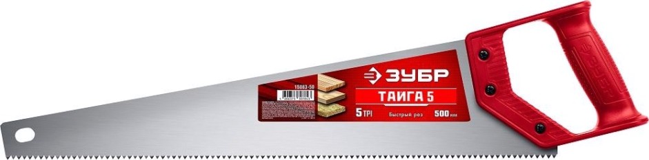 Ножовка по дереву ЗУБР ТАЙГА-5 для быстрого реза 500 мм, 5 tpi [15083-50]