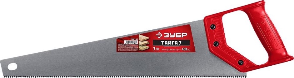 Ножовка по дереву ЗУБР ТАЙГА-7 450мм,7TPI, закаленный зуб [15081-45]