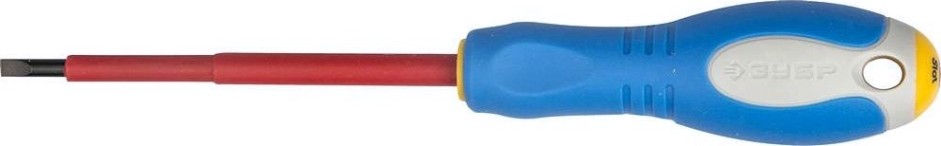 Отвертка шлицевая диэлектрическая ЗУБР "ПРОФИ ЭЛЕКТРИК" VDE 1000 V 4.0 х 100 мм 25261-4.0-100 [25261-4.0-100_z01]