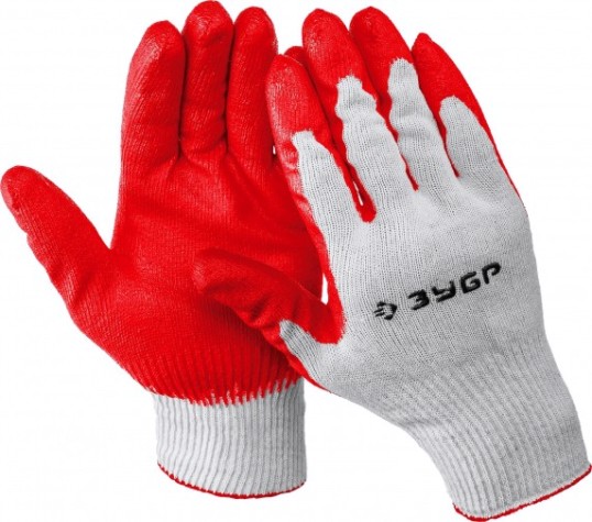 Перчатки с одинарным латексным обливом ЗУБР УНИВЕРСАЛ размер L-XL [11458-XL]
