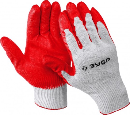 Перчатки с одинарным латексным обливом ЗУБР УНИВЕРСАЛ размер S-M [11458-S]