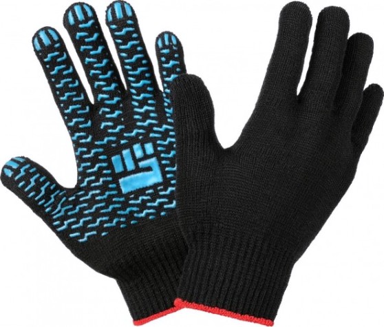 Перчатки трикотажные "Комфорт" 10 класс 4 нити с ПВХ черные (300пар) [911-948]