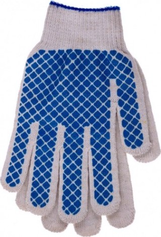 Перчатки трикотажные Шахматный облив пвх-покрытие 10 класс [67713]