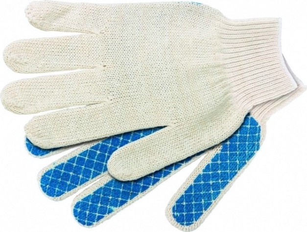 Перчатки трикотажные Шахматный облив пвх-покрытие 5 пар в упаковке, 10 класс [67812]