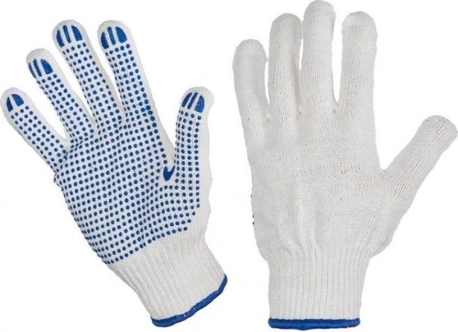 Перчатки трикотажные "Точка" пвх-покрытие 10 класс, 6 нитей, 67702 (200) [67702]