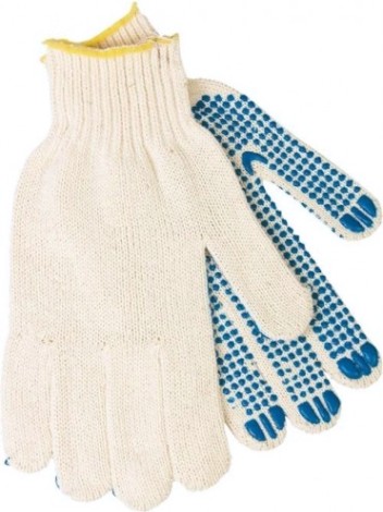 Перчатки трикотажные "Точка" пвх-покрытие 5 пар в упаковке, 7 класс [67718]