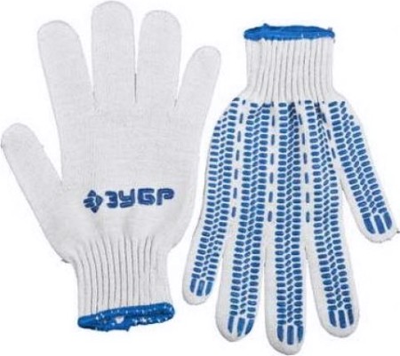 Перчатки трикотажные ЗУБР с защитой от скольжения, размер S-M 11452-S [11452-S]