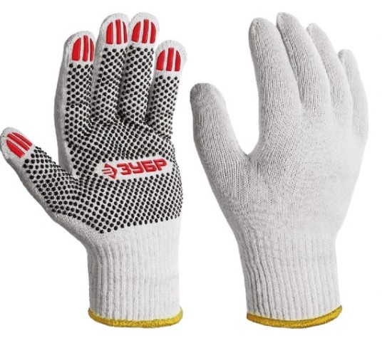 Перчатки ЗУБР 11440-L10 х/б с пвх покрытием Оптима, L, 10 пар