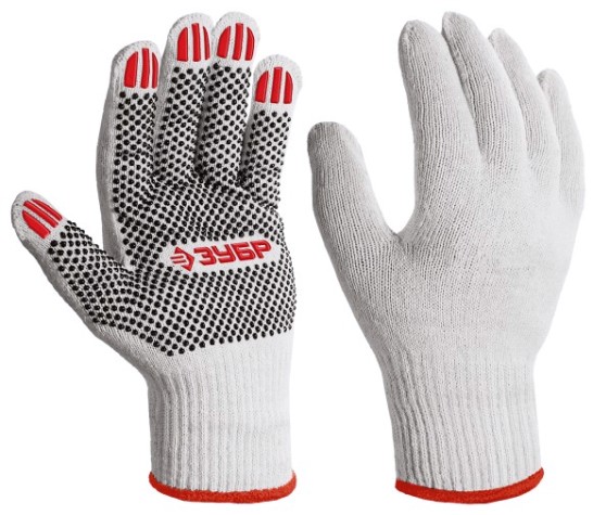 Перчатки ЗУБР 11440-M10 х/б с пвх покрытием Оптима, M, 10 пар