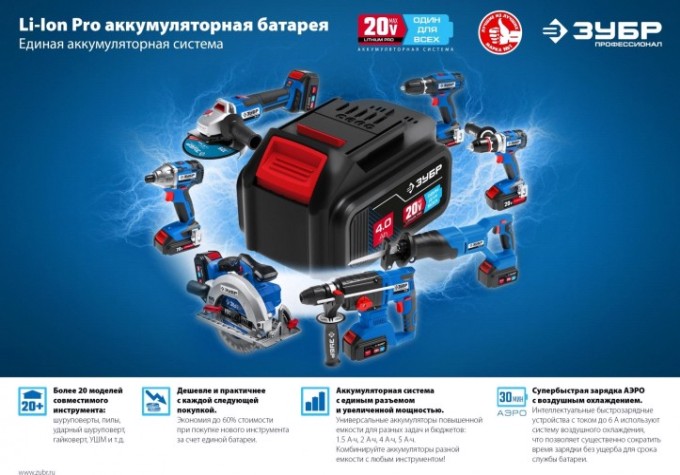 Пила циркулярная аккумуляторная ЗУБР CPB-190 бесщеточная, без АКБ и ЗУ Профессионал