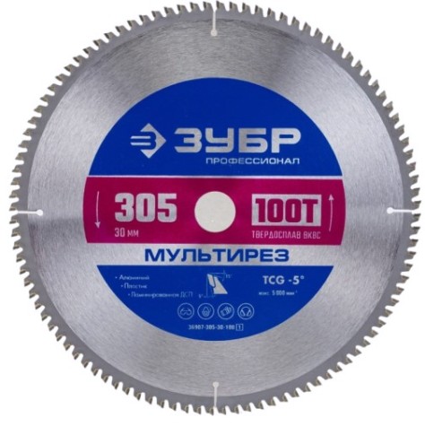 Пильный диск по алюминию ЗУБР Мультирез 305x30мм 100т [36907-305-30-100_z01]