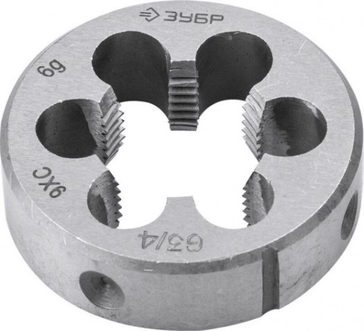 Плашка ЗУБР круглая ручная g 1/2" трубная, сталь 9хс [4-28032-1/2]