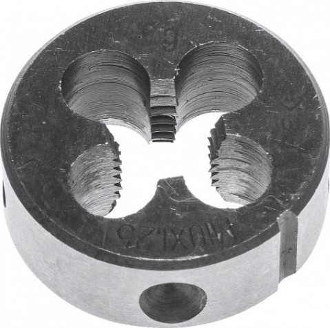 Плашка ЗУБР круглая ручная м10x1.25мм, сталь 9хс [4-28022-10-1.25]