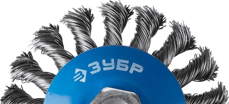 Щетка для УШМ ЗУБР ПРОФЕССИОНАЛ плетеные пучки стальной проволоки 0,5мм, 125ммхм14 [35192-125_z02]