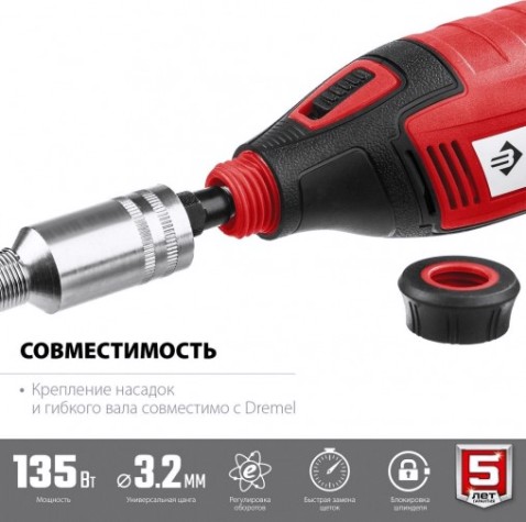 Шлифмашина прямая сетевая ЗУБР ЗГ-135