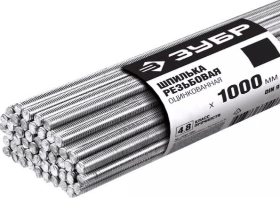 Шпилька с метрической резьбой оцинкованная ЗУБР М14x1000мм din 975, 20 шт, класс прочности 4.8 [30330-14-1]