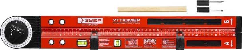 Складной угломер ЗУБР МАСТЕР 2 ампулы 500мм, 34740 [34740]
