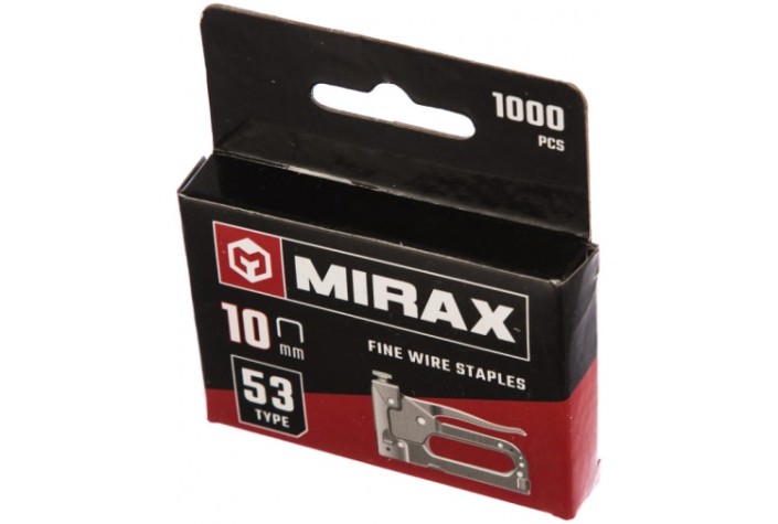 Скоба для степлера тонкая Mirax 10 мм тип 53, 1000 шт [3153-10]