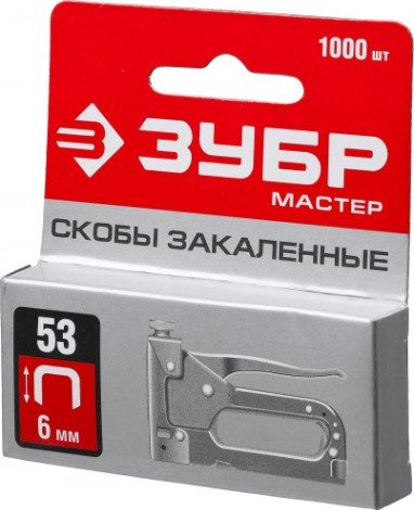 Скоба ЗУБР МАСТЕР 31625-06 6 мм тонкие тип 53, 1000 шт [31625-06]