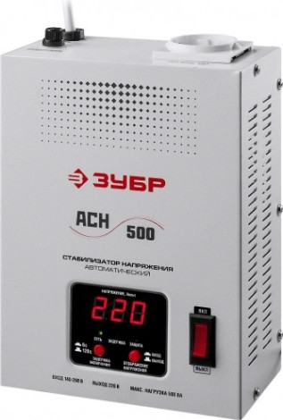 Стабилизатор напряжения однофазный ЗУБР АСН 500 навесной [59381-0.5]