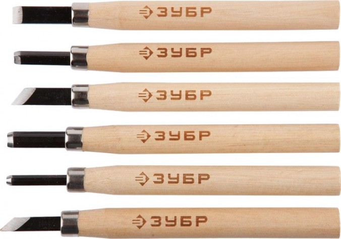 Стамески ЗУБР ЭКСПЕРТ резцы фигурные профессиональные, 6 шт [18375-H6]