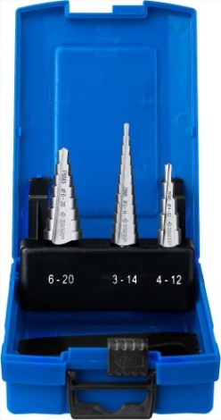 Сверло ступенчатое по металлу ЗУБР ПРОФЕССИОНАЛ 3 шт., 3-20мм, набор ступенчатых сталь р6м5 [29670-3-20-H3_z01]