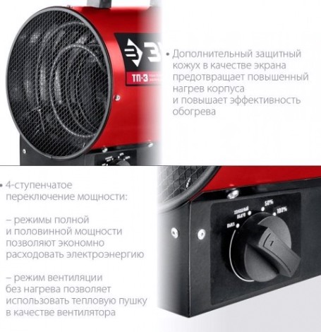 Тепловая пушка электрическая ЗУБР ТП-3