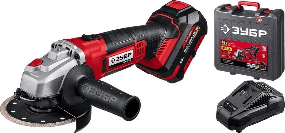Угловая шлифмашина аккумуляторная ЗУБР УШМ-18-125-41