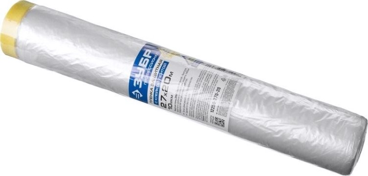 Защитная пленка ЗУБР ПРОФЕССИОНАЛ с клейкой лентой, hdpe, 10мкм, 2,7х20м [12250-270-20]