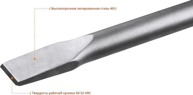 Зубило шестигранное ЗУБР ПРОФЕССИОНАЛ буран hex 30 плоское 35х400 мм [29375-35-400]
